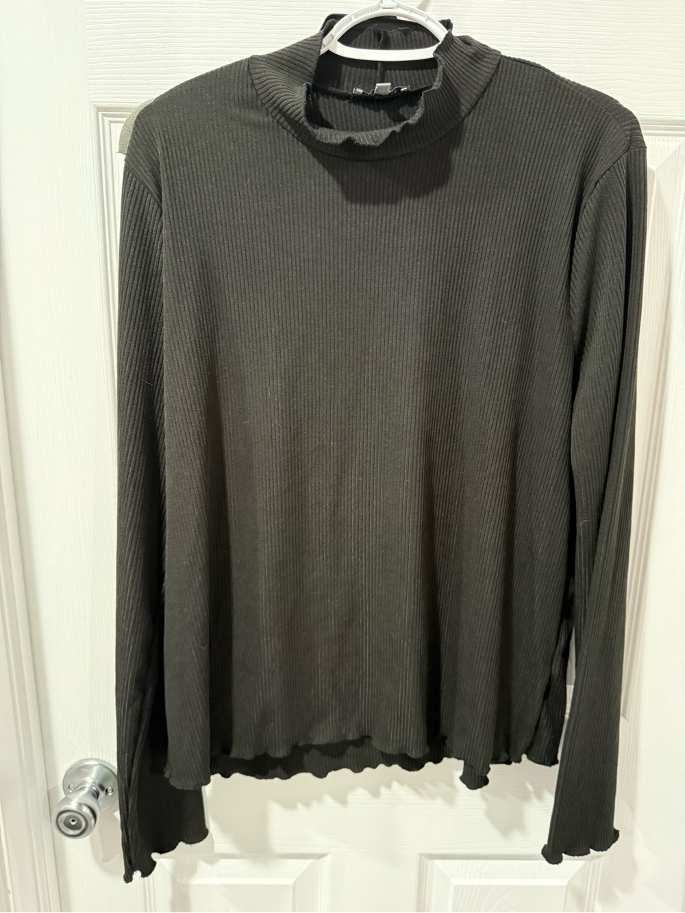 white birch Black Ribbed Mock Neck Top